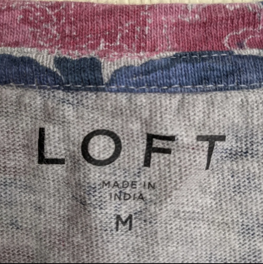 Loft Sweatshirt Pink Gray Blue Floral Long Sleeves